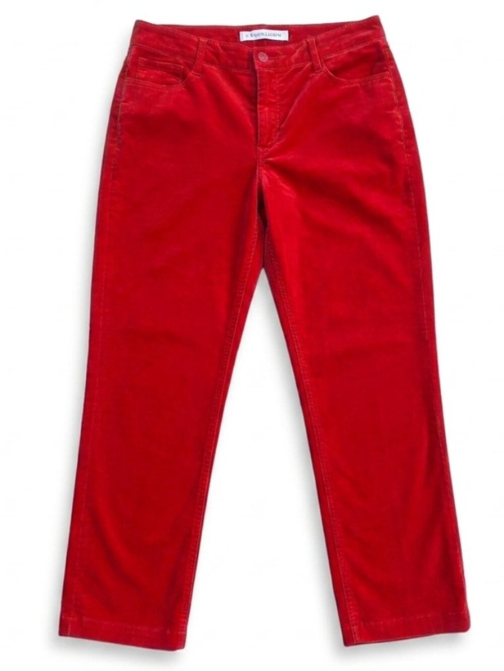 Jones of New York Red Velvet Lexington Straight Leg Pants with Rhinestone Pocket